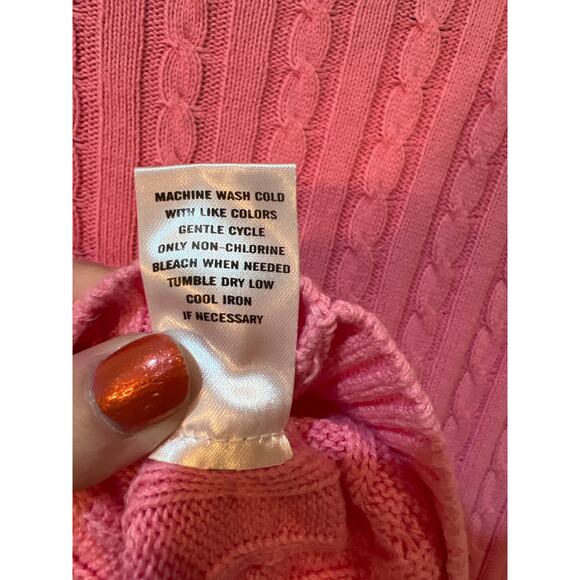 Appleseed Pink Cable Knit Cotton Sweater – Women’s XL | Cozy Soft Pullover - Picture 6 of 8